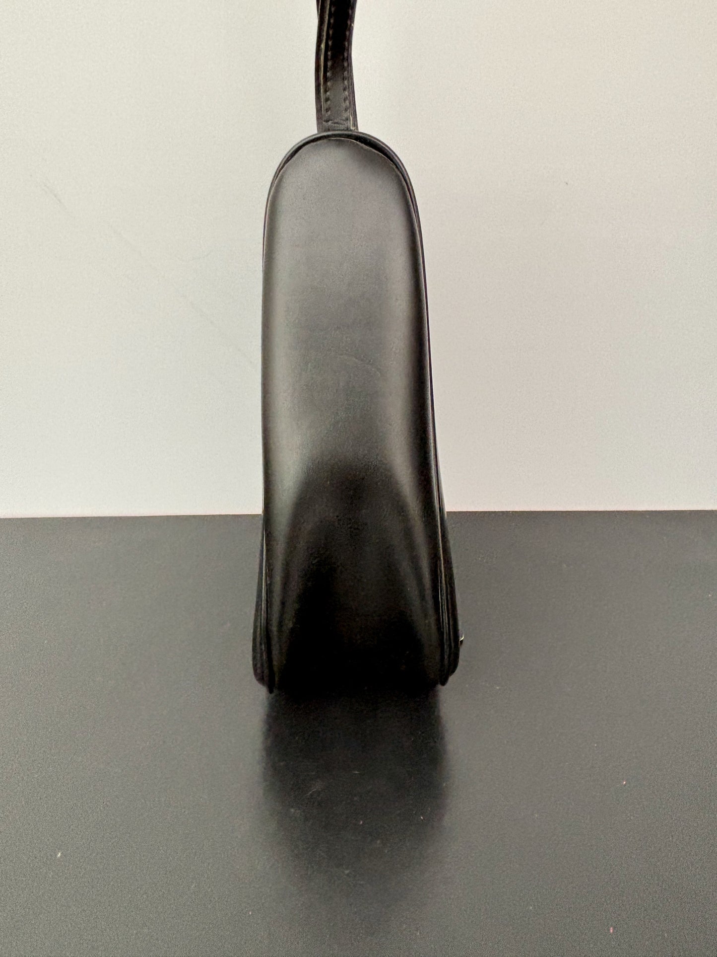 1960s Black Faux Leather Shoe Bag