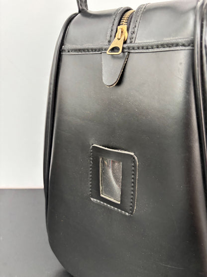 1960s Black Faux Leather Shoe Bag