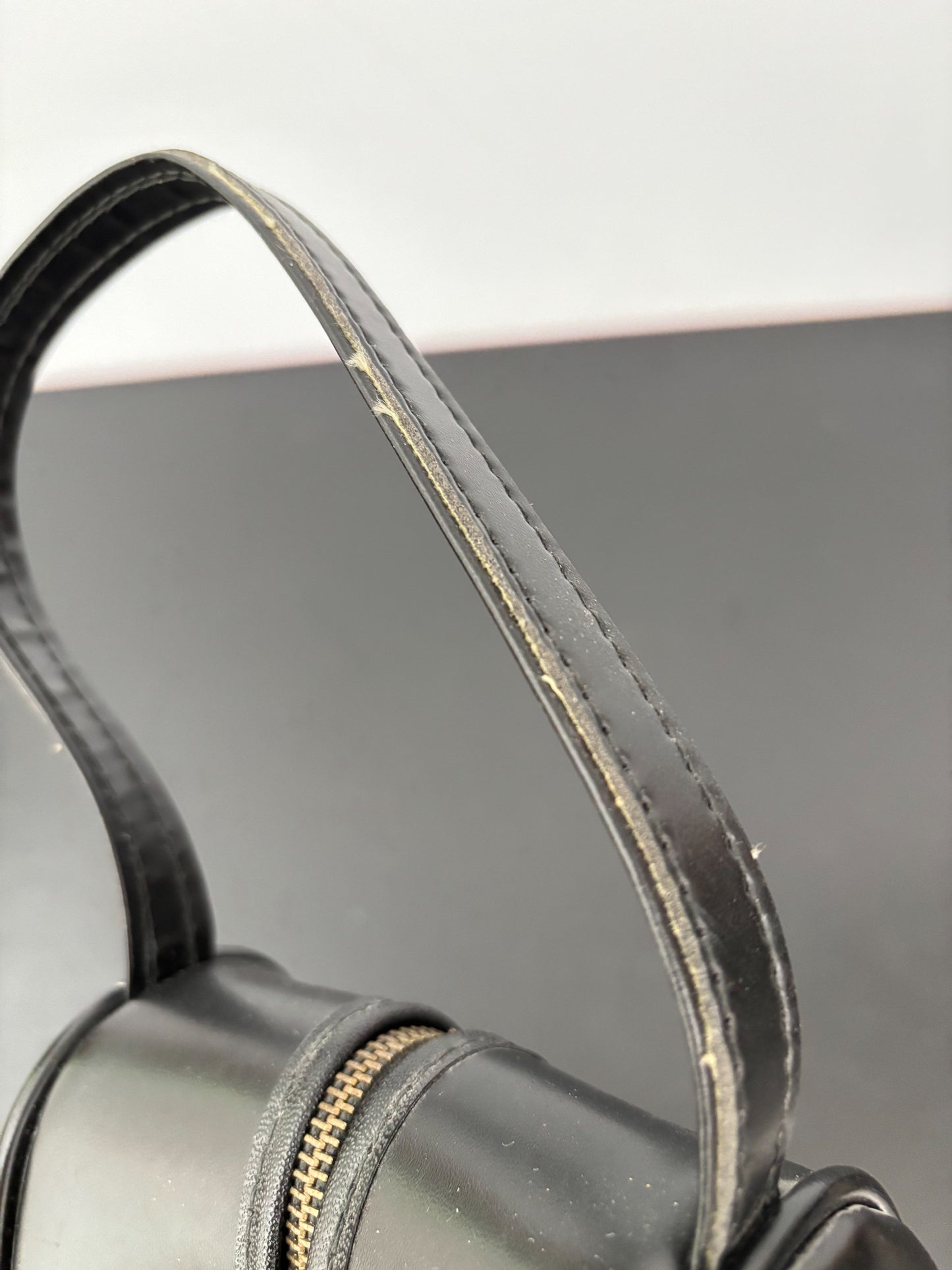 1960s Black Faux Leather Shoe Bag