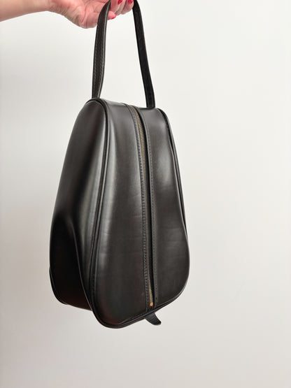 1960s Black Faux Leather Shoe Bag