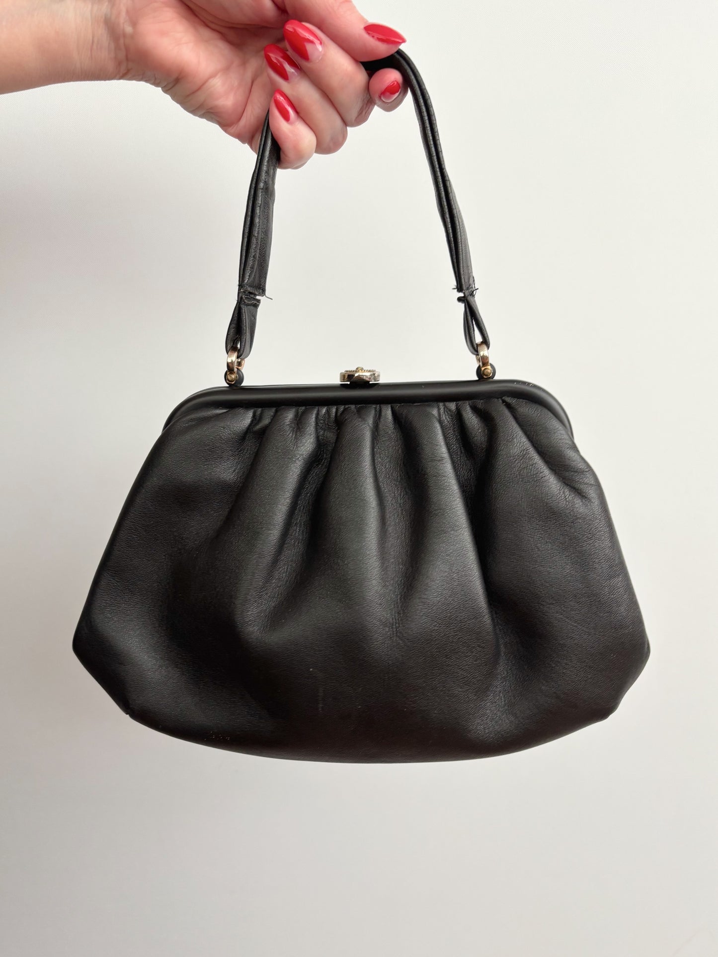 1950s/60s Soft Black Leather Handbag