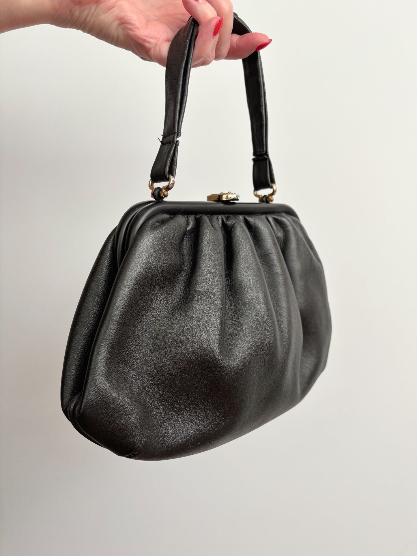 1950s/60s Soft Black Leather Handbag