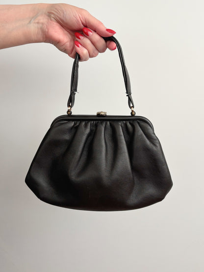 1950s/60s Soft Black Leather Handbag