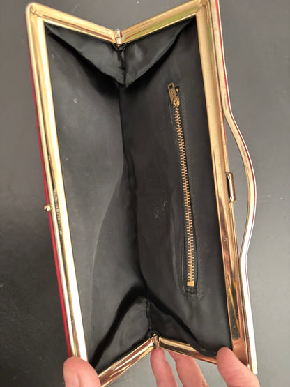 1960s Red Leather Clutch Purse