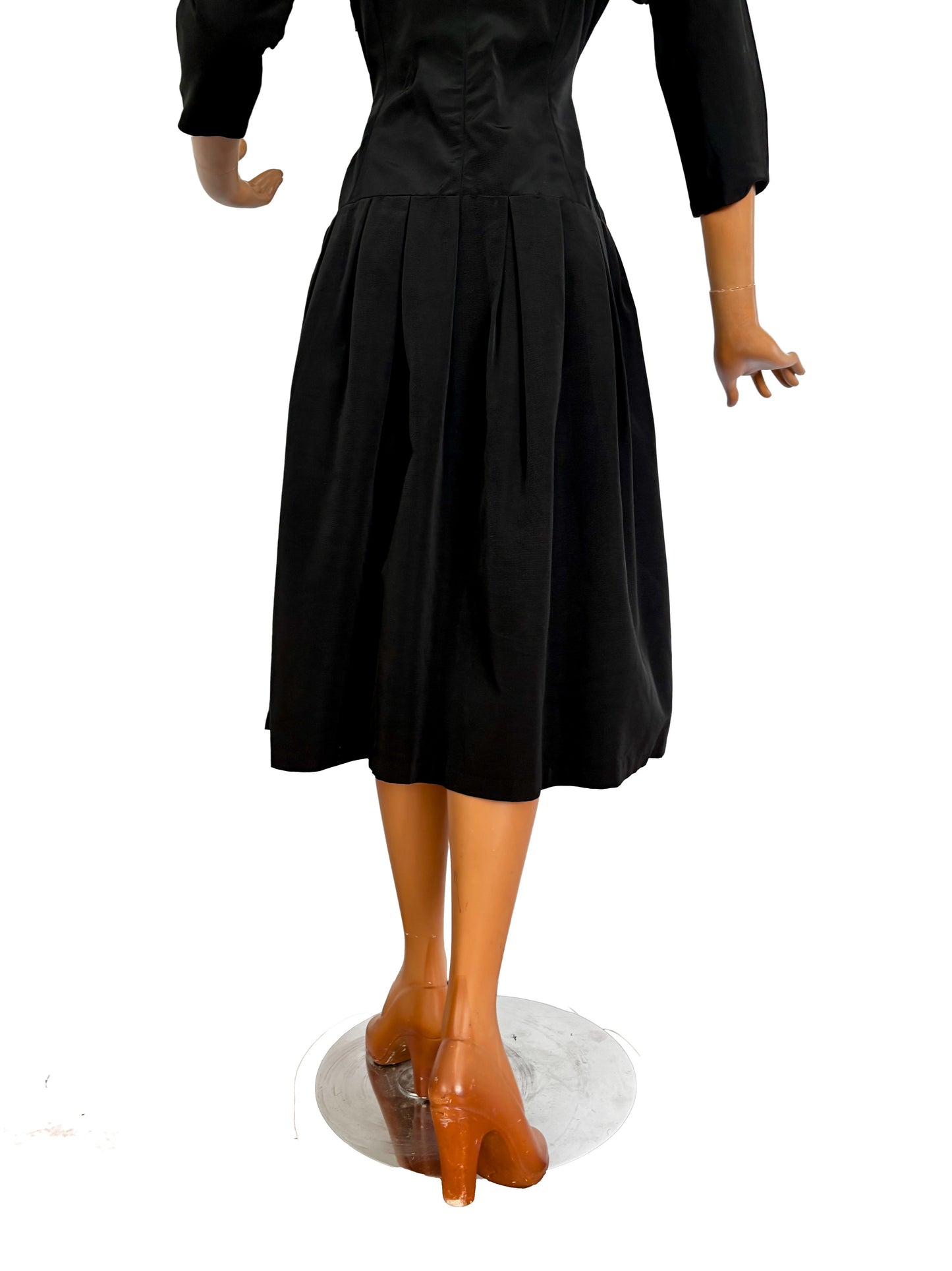 S | 1940s/1950s Black Taffeta Cocktail Dress