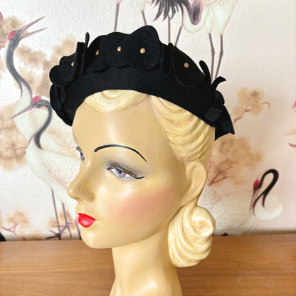 1940s Black Felt Beret