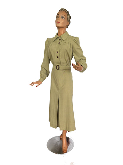 XL/XXL | 1940s Reproduction Dress In Vintage Wool