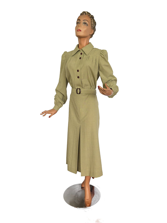 XL/XXL | 1940s Style Dress In Vintage Wool