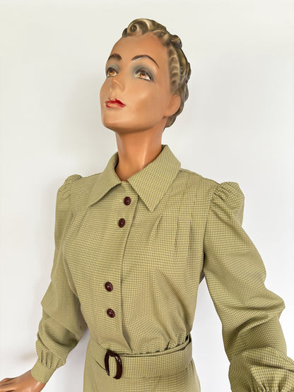 XL/XXL | 1940s Reproduction Dress In Vintage Wool