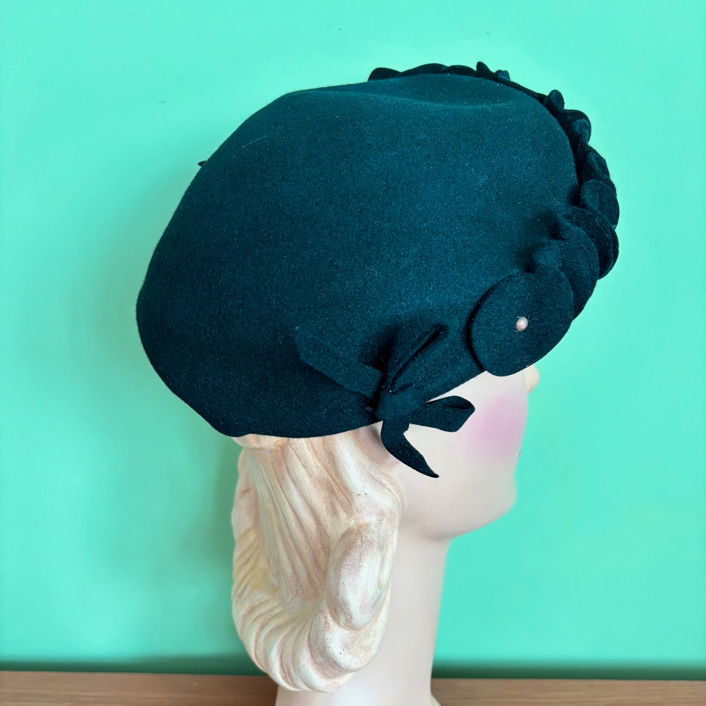 1940s Black Felt Beret