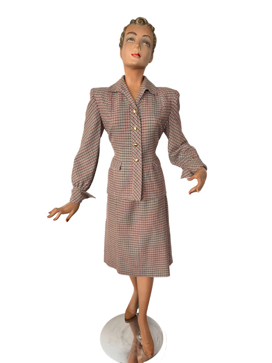 1940s 'Jenny' Tartan Suit | Jacket S, Skirt XS/S
