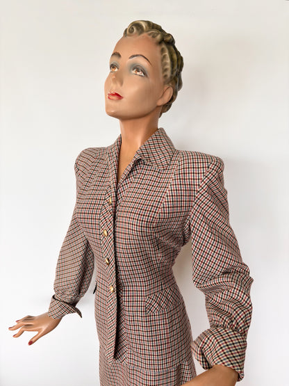 1940s 'Jenny' Tartan Suit | Jacket S, Skirt XS/S