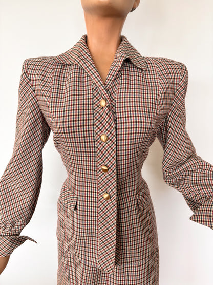 1940s 'Jenny' Tartan Suit | Jacket S, Skirt XS/S