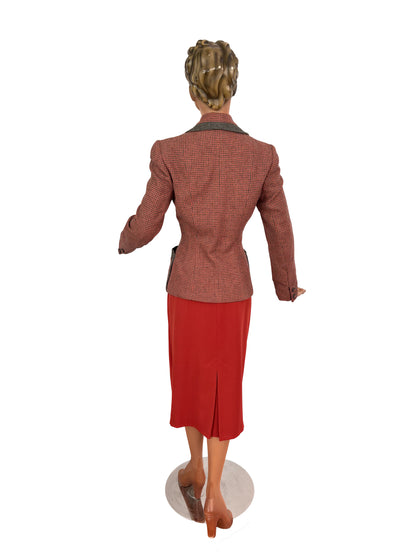1940s 'Hoot Lass Bonnie' Houndstooth Wool Jacket | S