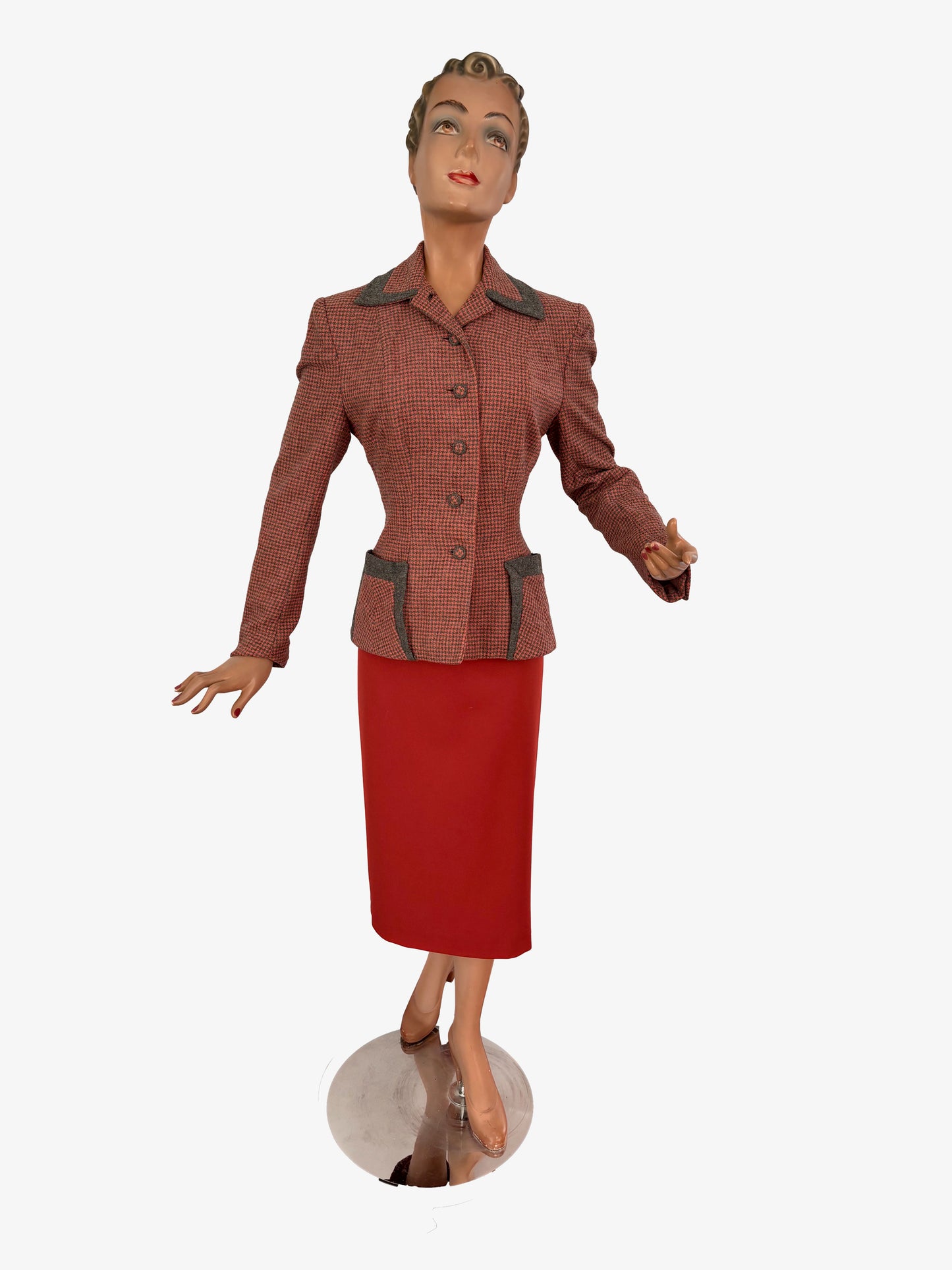 1940s 'Hoot Lass Bonnie' Houndstooth Wool Jacket | S
