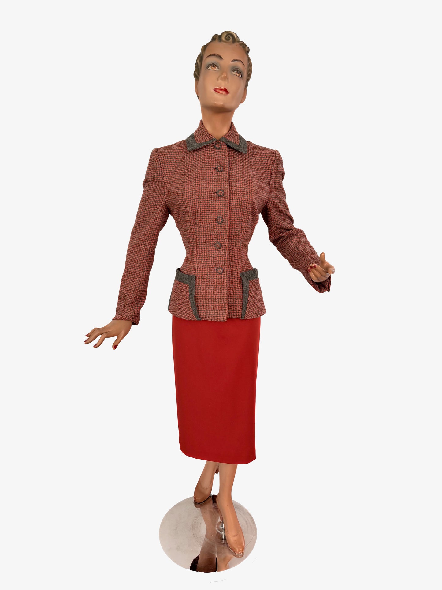 1940s 'Hoot Lass Bonnie' Houndstooth Wool Jacket | S