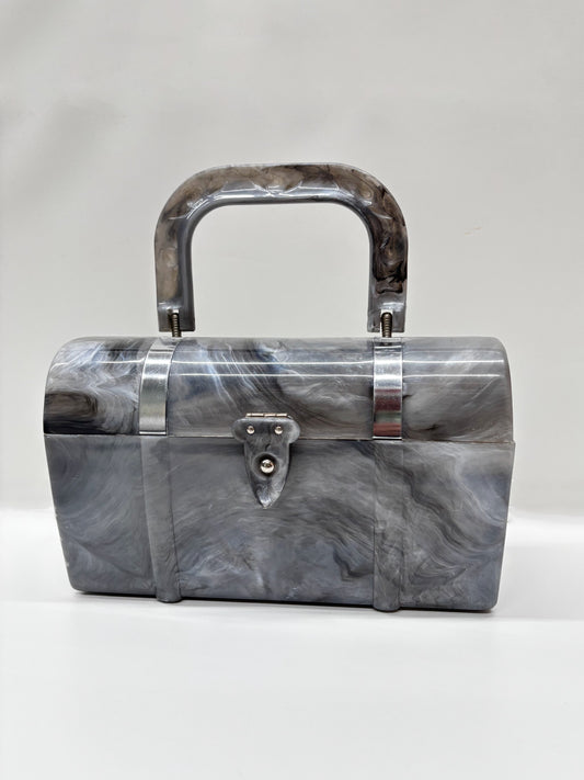 1950s Grey Marbled Lucite Toolbox Bag