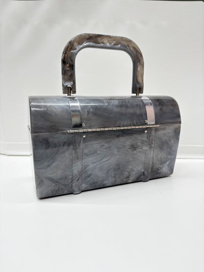 1950s Grey Marbled Lucite Toolbox Bag