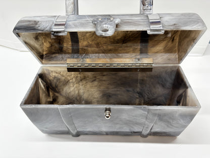 1950s Grey Marbled Lucite Toolbox Bag