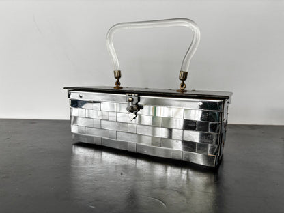1950s Dorset Fifth Avenue Silver Metal Weave Box Bag