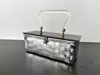 1950s Dorset Fifth Avenue Silver Metal Weave Box Bag