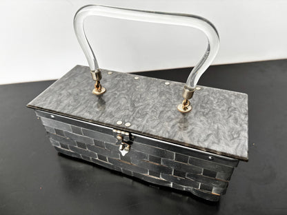 1950s Dorset Fifth Avenue Silver Metal Weave Box Bag