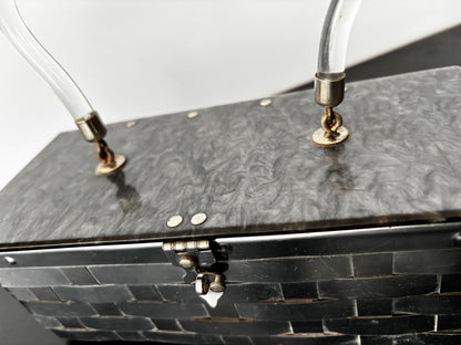 1950s Dorset Fifth Avenue Silver Metal Weave Box Bag