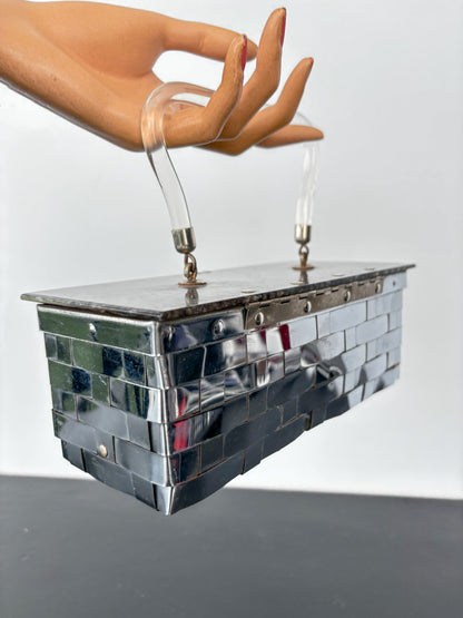 1950s Dorset Fifth Avenue Silver Metal Weave Box Bag