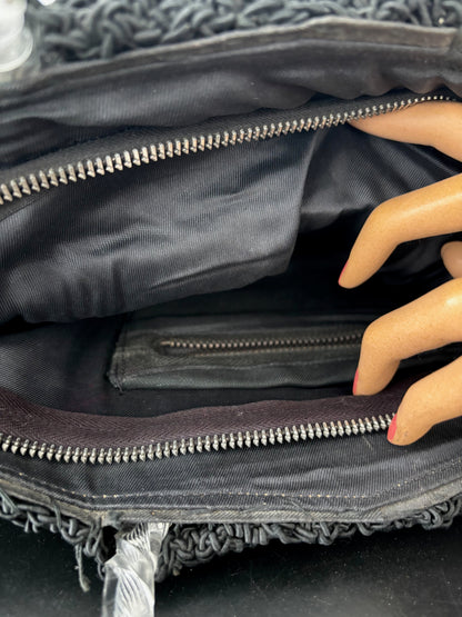 1940s Black Cord Handbag With Lucite Handles