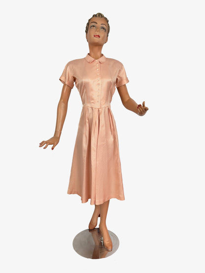 XS/S | 1950s Jonathan Logan Blush Pink Striped Dress