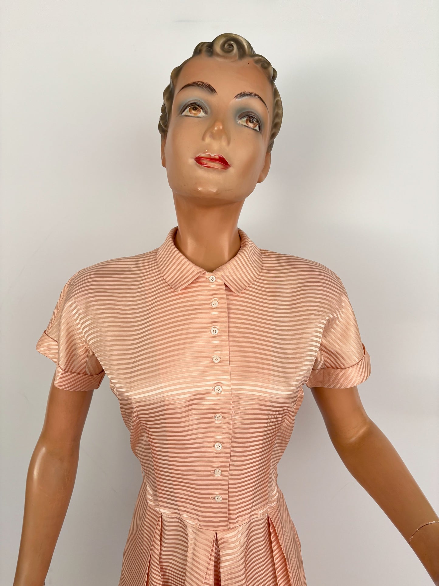 XS/S | 1950s Jonathan Logan Blush Pink Striped Dress