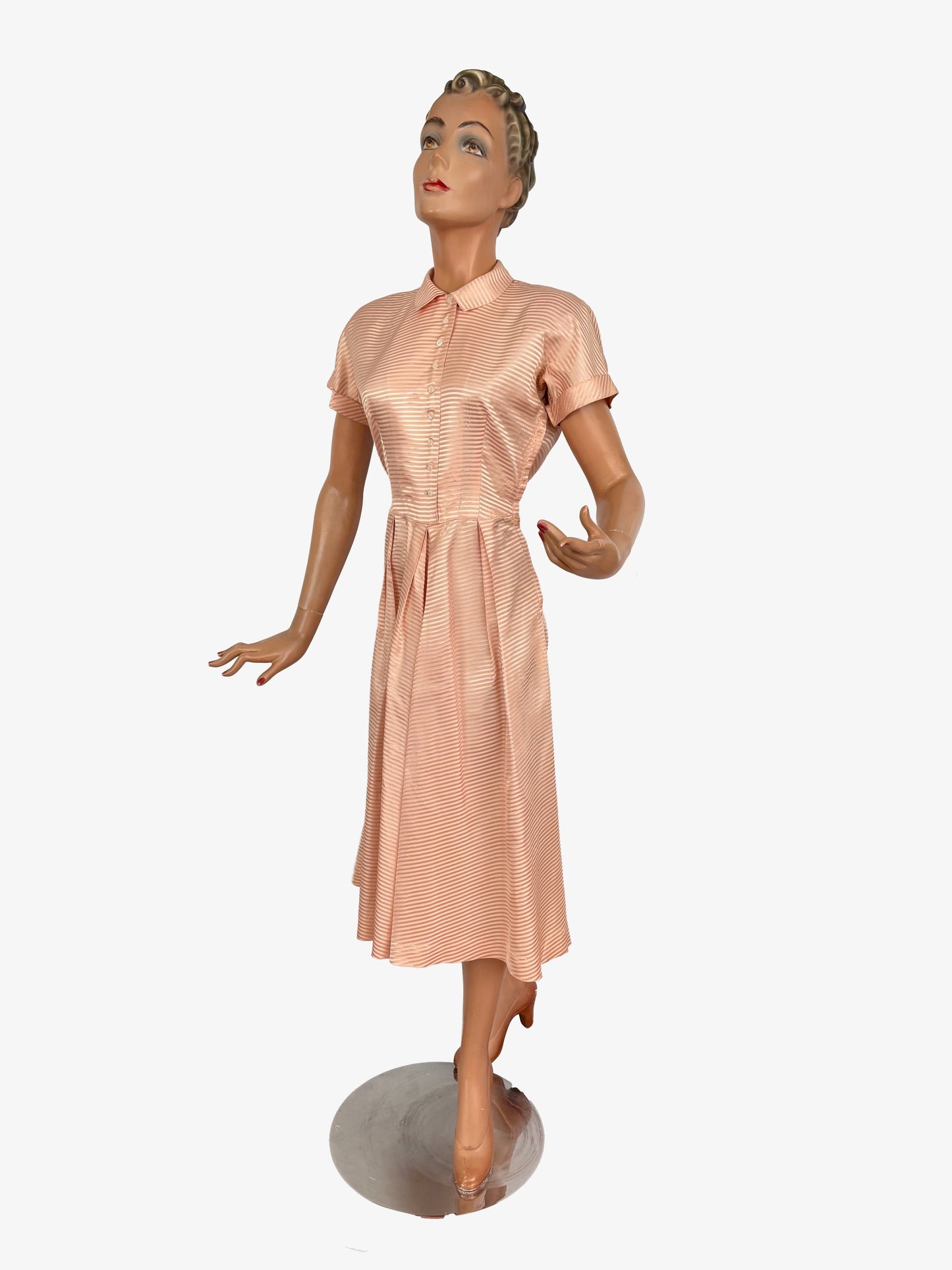 XS/S | 1950s Jonathan Logan Blush Pink Striped Dress