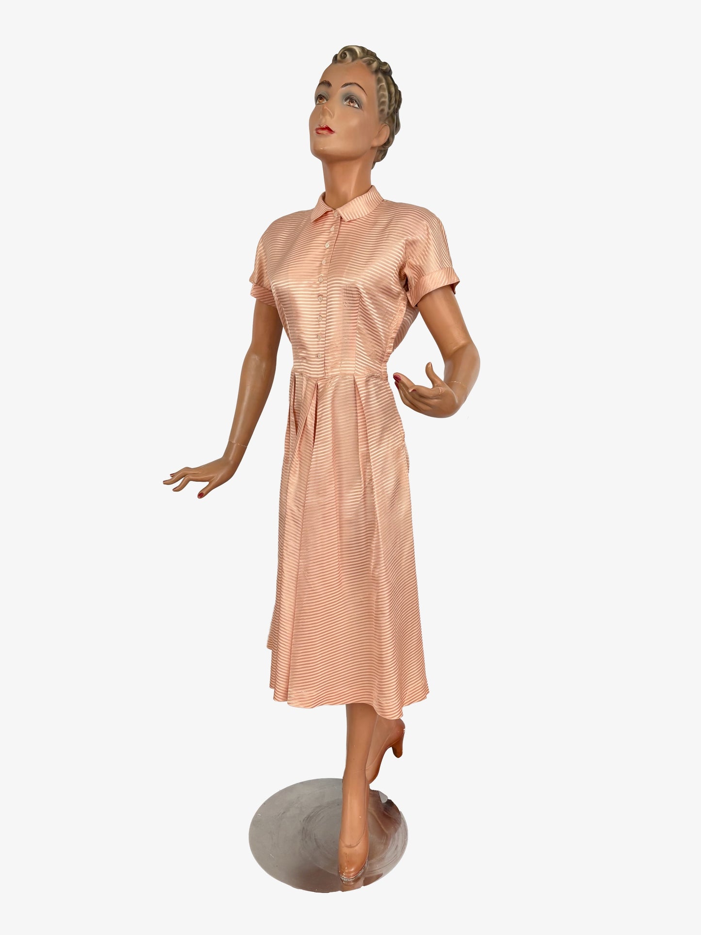 XS/S | 1950s Jonathan Logan Blush Pink Striped Dress