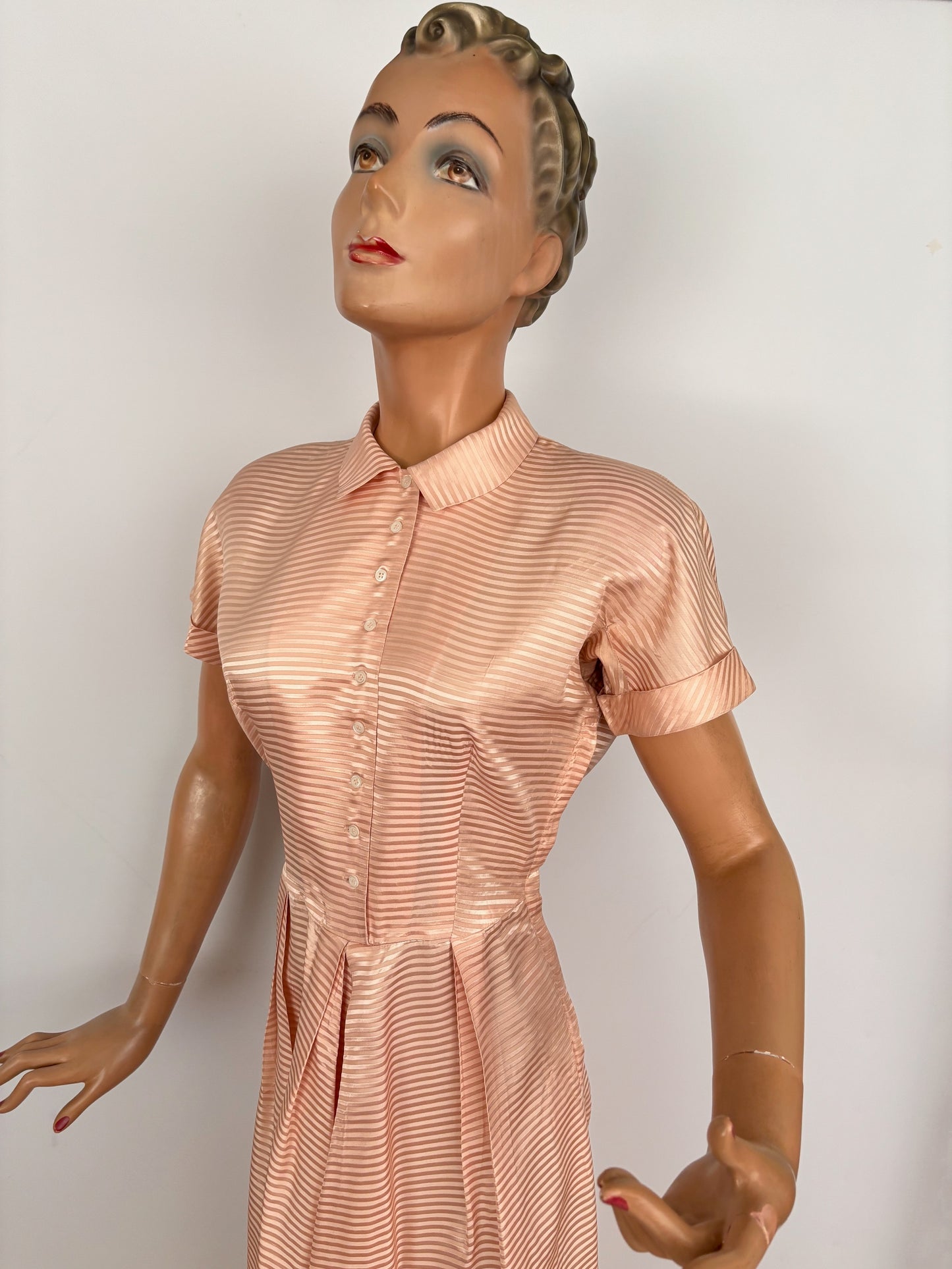 XS/S | 1950s Jonathan Logan Blush Pink Striped Dress