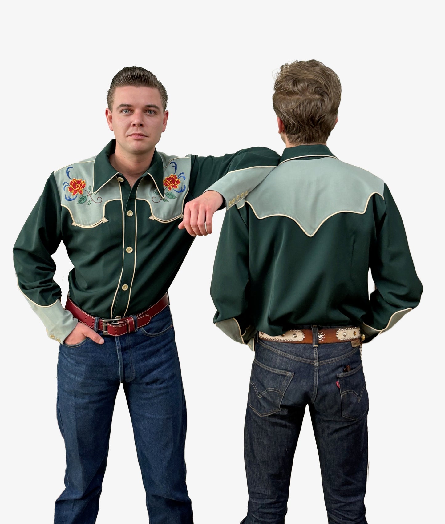 Lee Herren Westernhemd im 40er-Stil, Grün - Auf Bestellung