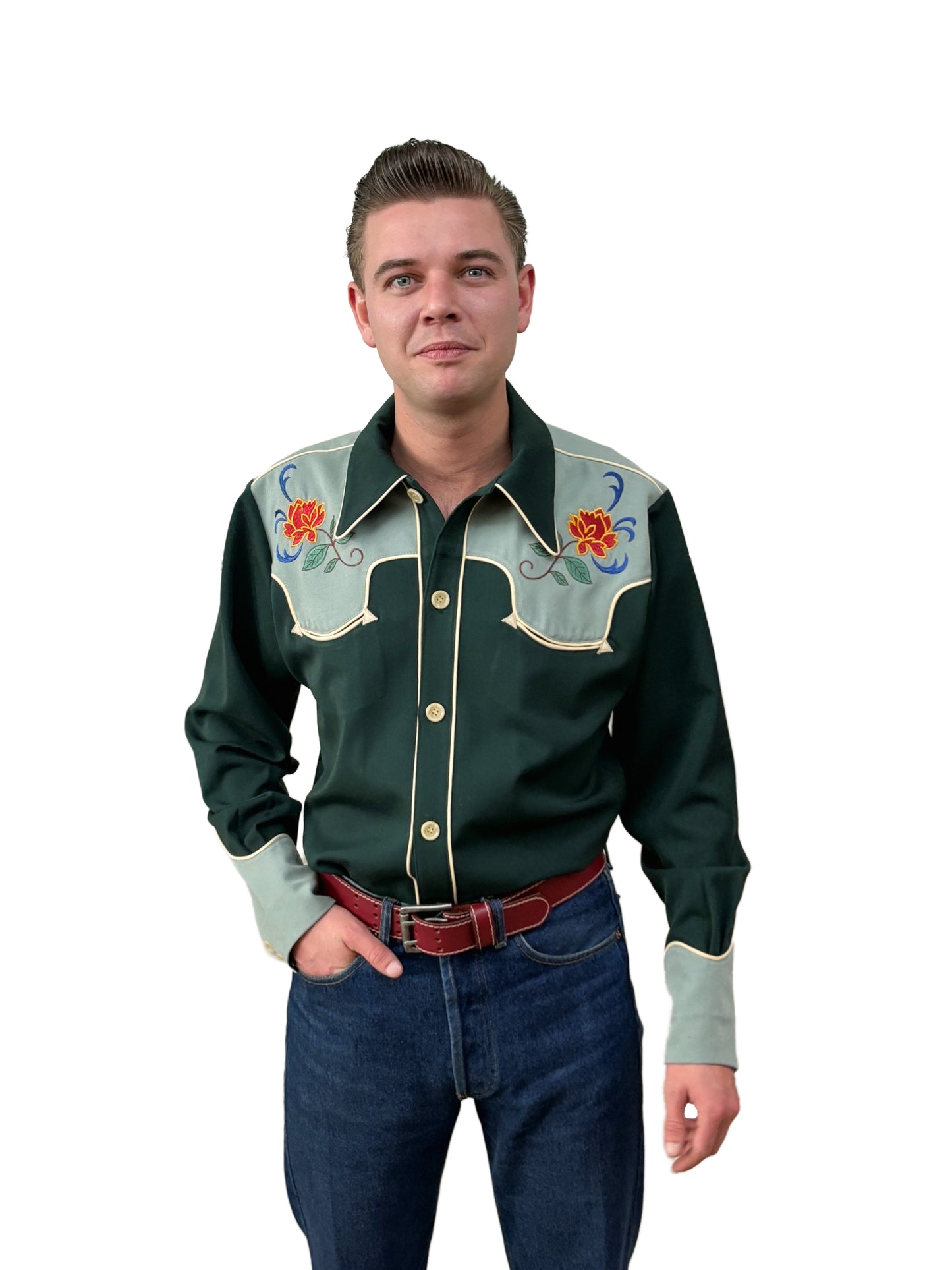Lee Herren Westernhemd im 40er-Stil, Grün - Auf Bestellung