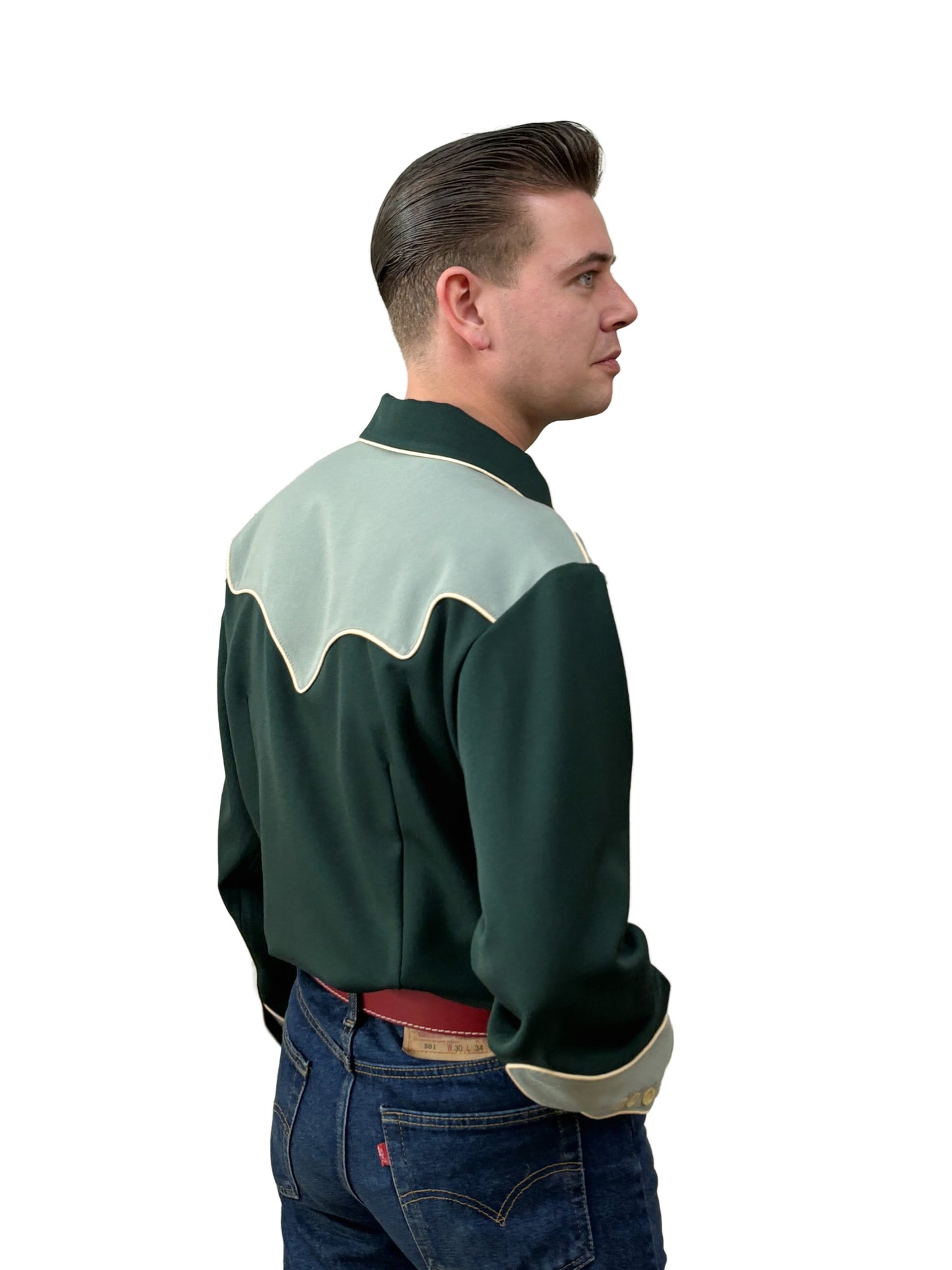 Lee 1940s Style Men's Western Shirt Green - Made to Order