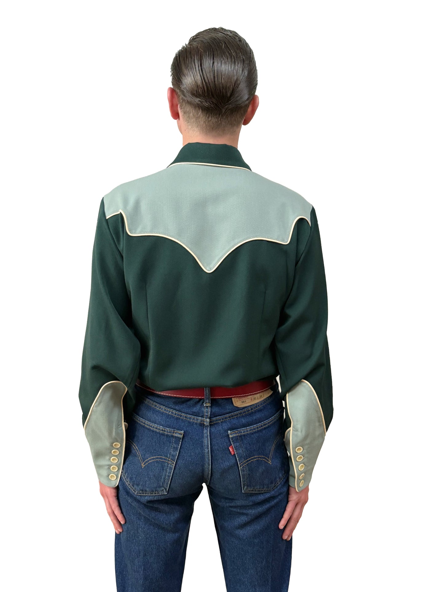 Lee Herren Westernhemd im 40er-Stil, Grün - Auf Bestellung