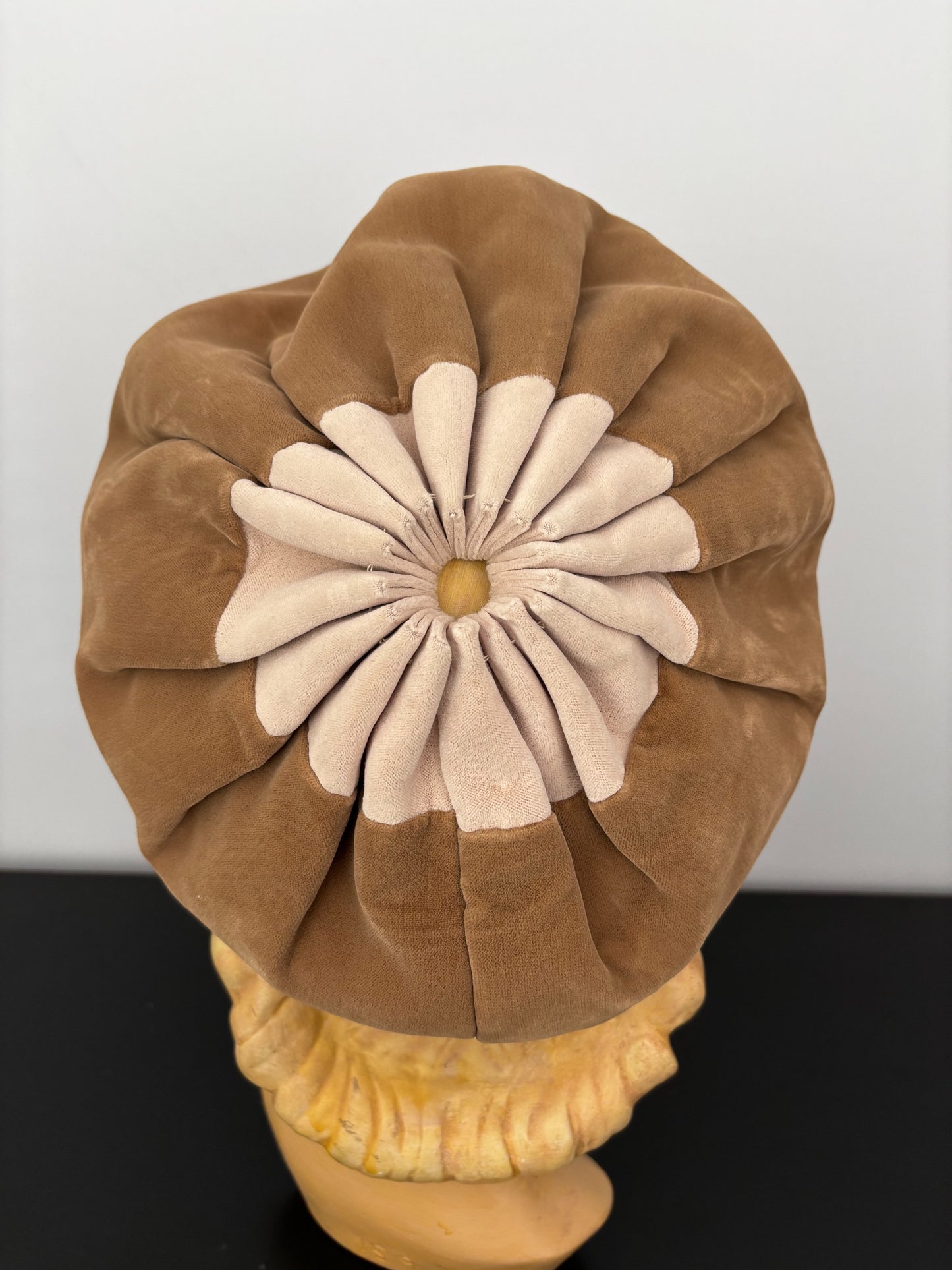 1950s Sylvia New York St. Louis Camel and Black Velvet Hat