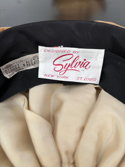 1950s Sylvia New York St. Louis Camel and Black Velvet Hat