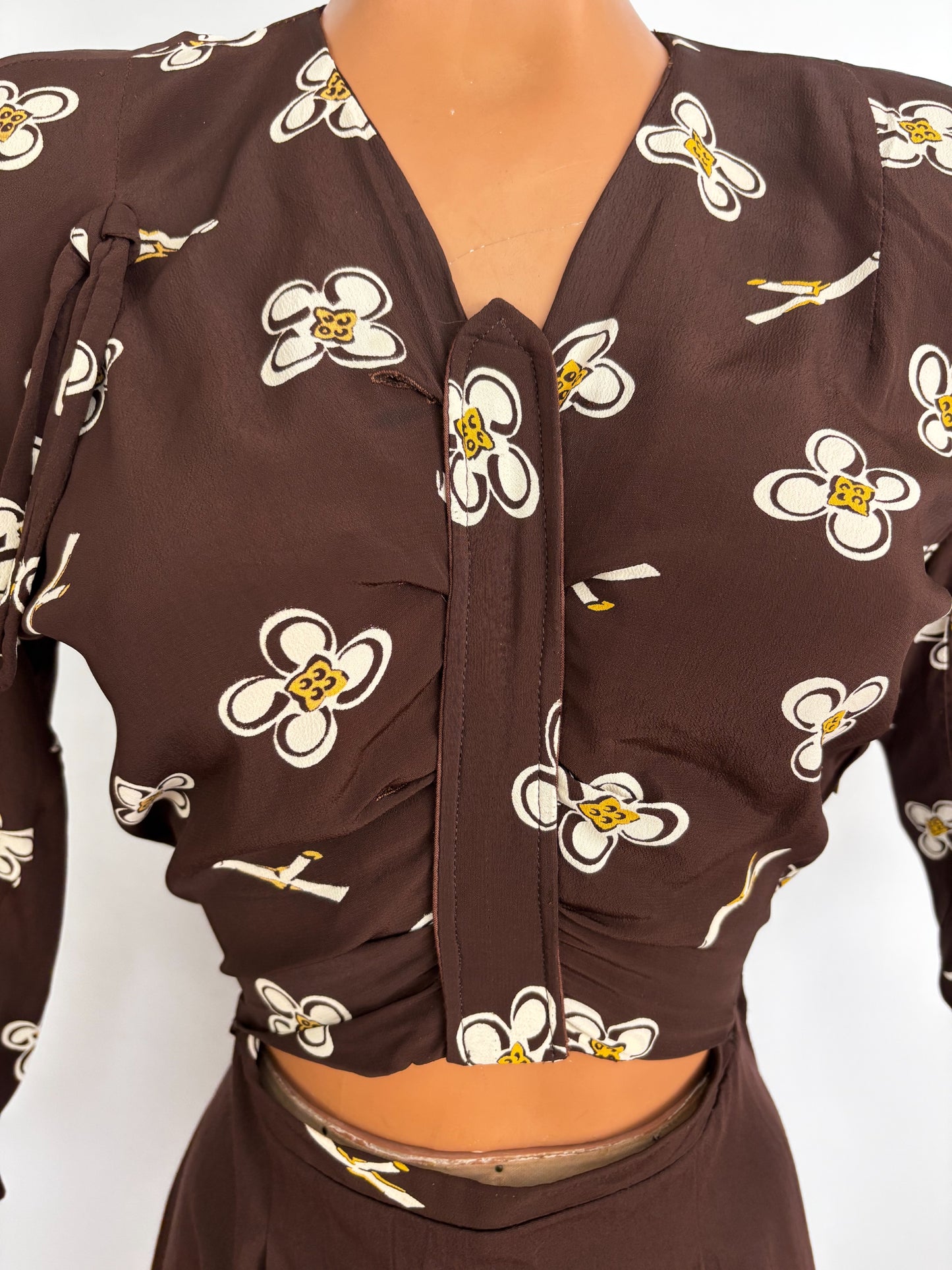 XS/S | 1950s Style Floral Dress Vintage Fabric