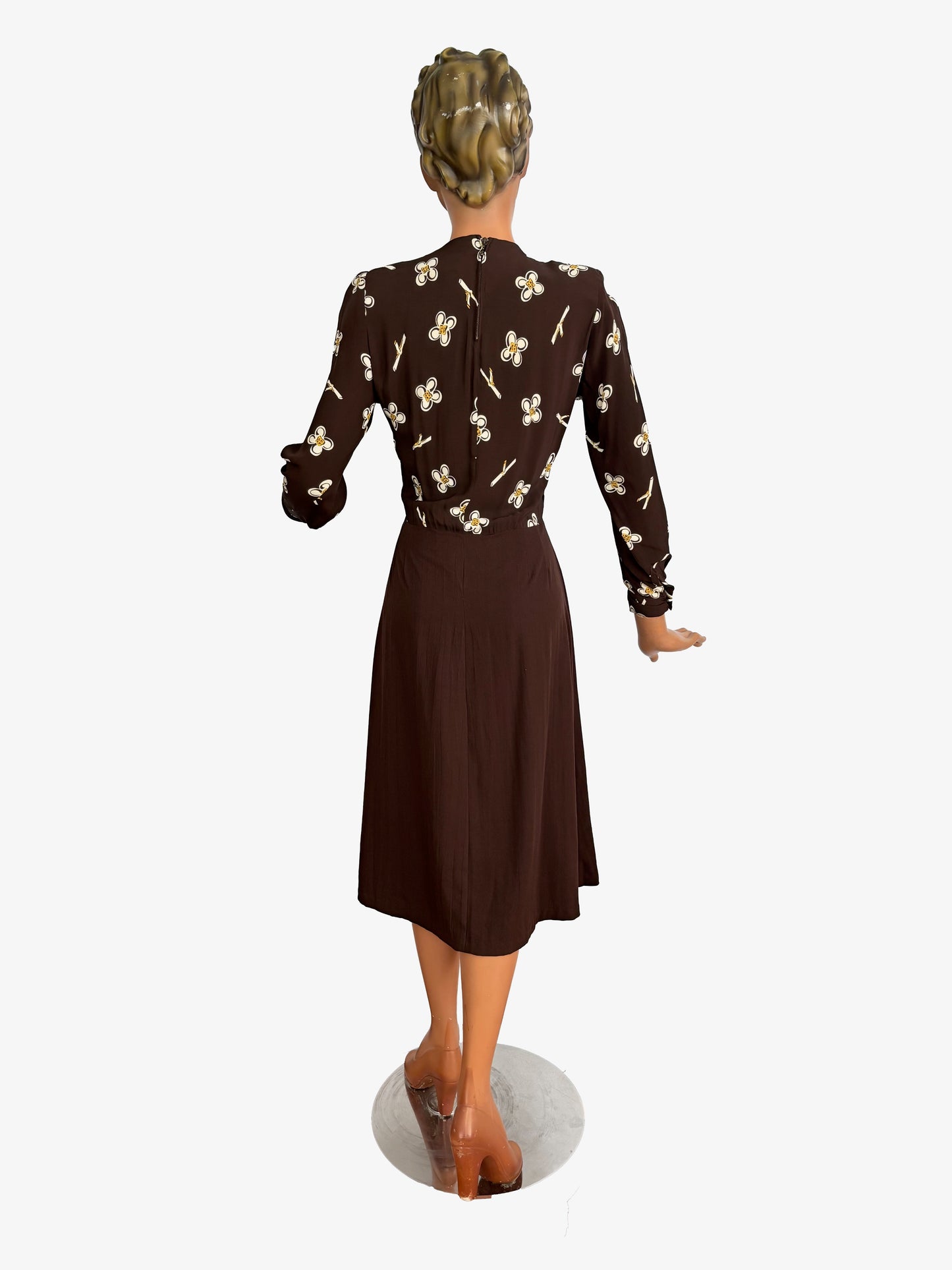 XS/S | 1950s Style Floral Dress Vintage Fabric