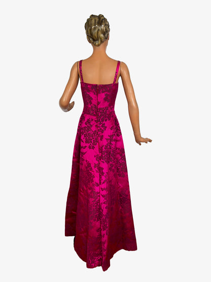 S | 1950s Fuchsia Brocade Evening Dress