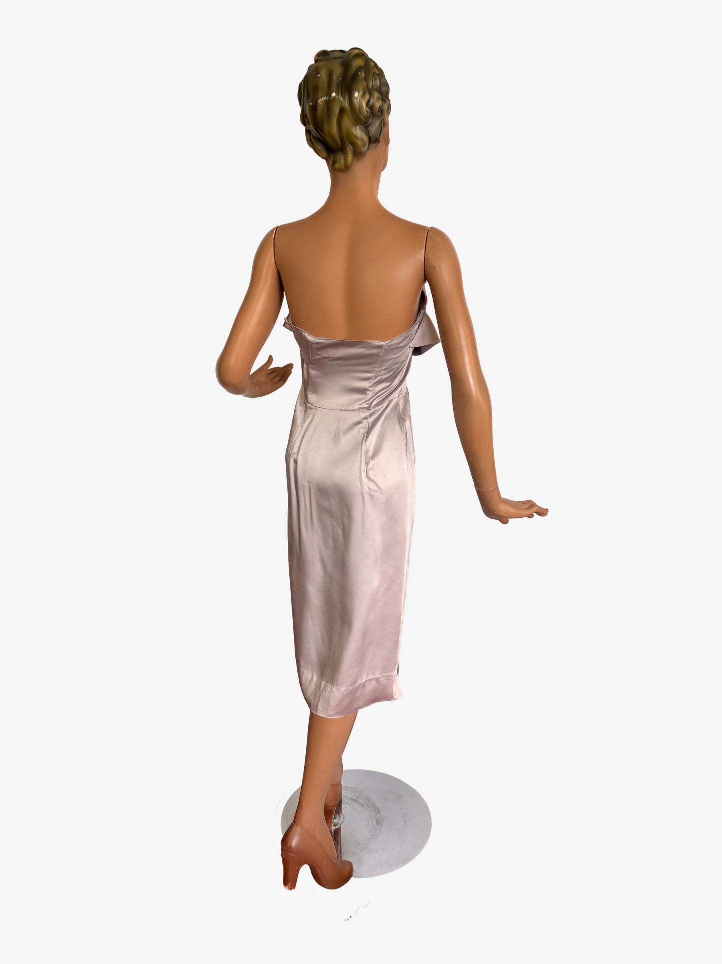 XXS/XS 1950s Pearl Grey Satin Pencil Dress – Lily Scarlet