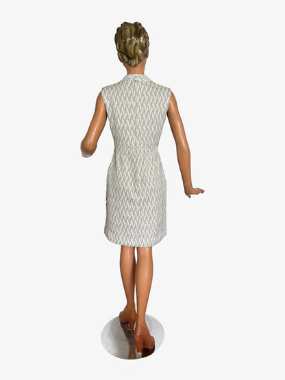 M | 1960s Leslie Fay Silver Lurex Knit Dress