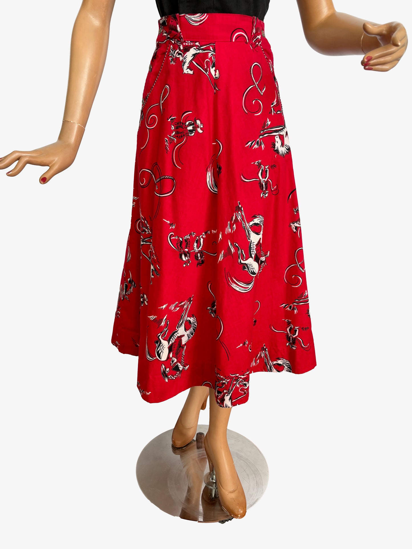 1970s Circle T Cotton Western Skirt  |  S/M