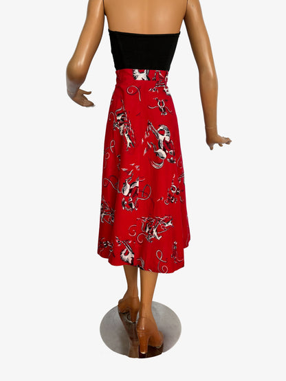 1970s Circle T Cotton Western Skirt  |  S/M
