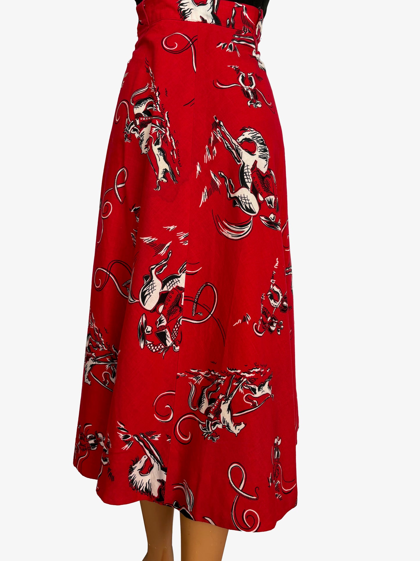1970s Circle T Cotton Western Skirt  |  S/M