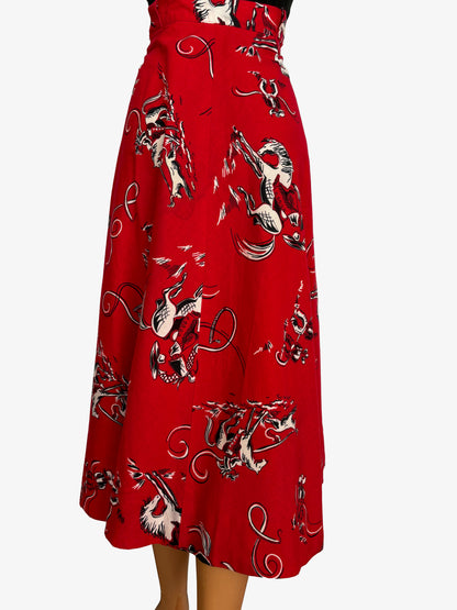 1970s Circle T Cotton Western Skirt  |  S/M
