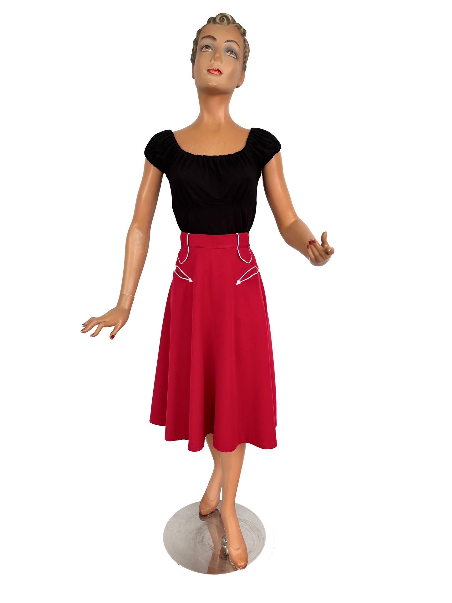 XL | Coral Red Western Skirt